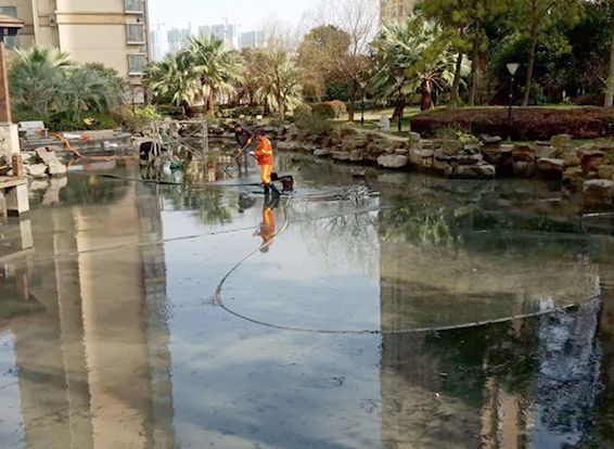 苍南景观池淤泥清理